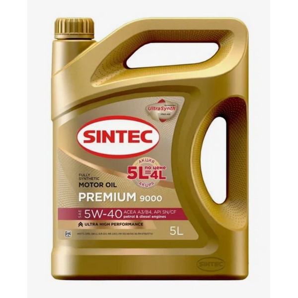 Масло моторное Sintec Premium 9000 SAE 5W40 SN/CF 5L (№600284)
