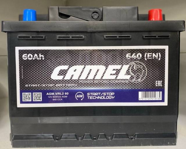 АКБ 6СТ-60о/п "CAMEL" AGM START/STOP 640А